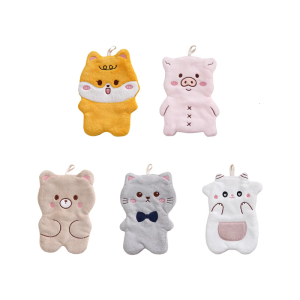 Animal Themed Kids Hand Towels Soft Absorbent Polyester Quick Drying for Kitchen and Bathroom