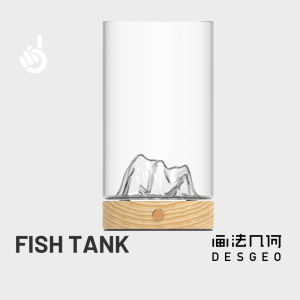 DESGEO MOMOYOO Magic Fish Tank 1L / Mini  Nordic Glass + Wood Base 1-Touch LED Safe USB Power Eco Desktop