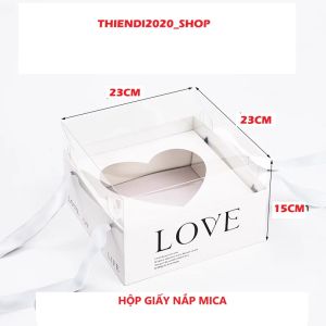 TDHQ_❤️❤️❤️Hộp đựng nắp mica đựng quà tặng cắm hoa sáp hoa tươi tặng dịp sinh nhật 8/3 20/10 (SIZE 23*23*15cm)❤️❤️❤️