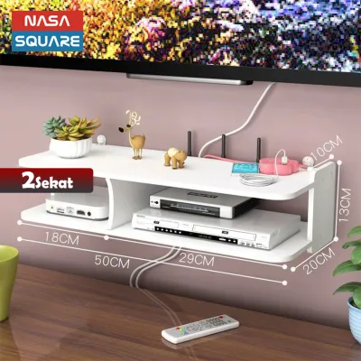 Rak penyimpanan dinding WiFi rak penempatan router tanpa lubang di dinding kotak set-top TV braket yang dipasang di dinding - NASA SQUARE