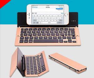 Folding Bluetooth Keyboard Portable Foldable Wireless Keyboard with Aluminum Alloy shell for iPad iPhone Android Devices and Windows Tablets Laptops and Smartphones