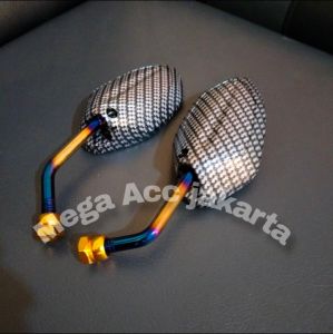 PROMO Spion beat mini karbon twotone Bakaran  Spion karbon twotone tangkai pendek untuk semua motor