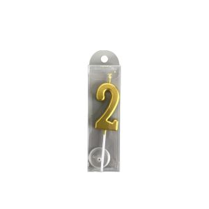 BW-C1139 Lilin Angka Gold 0-9 Hiasan Kue Ultah / Lilin Ulang Tahun Emas Lilin Angka Metalik Candle