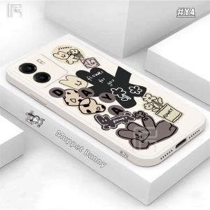 (Lokal Ready) Casing hp Vivo IQOO Z7X V25 V25e V19 V9 V27e V21 V20 V23e Y85 S1 S1 Pro Lucu Abstrak Bunny Wayang Kelinci Tepi Lurus Soft Tpu Case
