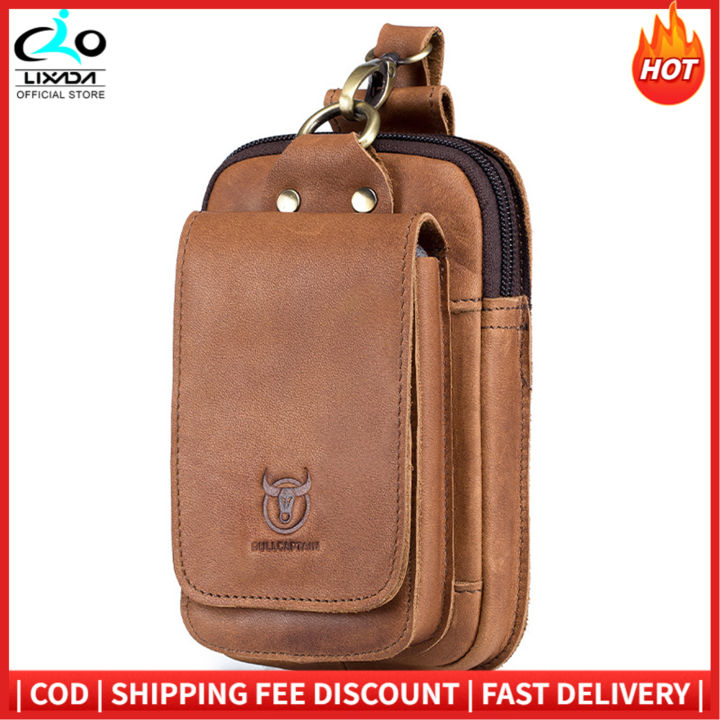 Men Vintage Leather Belt Bag Travel Cell Phone Purse Wallet Waist