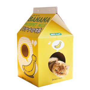บ้านแมว ที่ฝนเล็บแมว ที่ลับเล็บแมว รูปกล่องนม ที่ฝนเล็บกล่องนม Milk Box บ้านลับเล็บแมว กล่องลับเล็บแมว บ้านกระดาษ ของเล่นแมว
