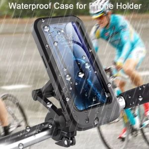 Adjustable Waterproof Motorcycle Bicycle Phone Holder Protective Cover moto Bike Handlebar Phone Holder Mounting Bracket for Mobile Phone/Universal/Samsung/Xiaomi/Huawei/Oppo/Vivo etc