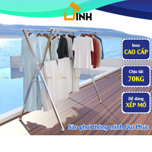 Sào phơi quần áo thông minh Qui Phúc giàn phơi quần áo inox gấp gọn HICHIWA