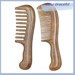 Ditur Natural Sandalwood Hair Combs Anti-Static Wooden Comb Massager Long Wide Tooth Detangle Sandalwood Comb Hair Care Household Gift