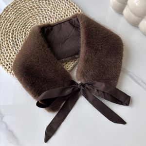 LITTLEX Fluffy Fur Collar Scarf Lace Up Style Thickened Mink Fur Scarf Versatile Warm Imitation Fur Scarf Winter Season