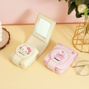 Creative KT Fashion Portable Makeup Mirror with Cosmetic Bag Lightweight Travel Touch-up Kit Protective Case Storage Girlfriend Best Gift