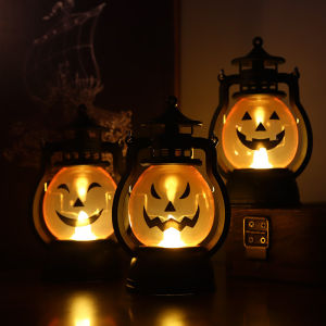 Pumpkin Skull LED Pony Lantern Halloween Decoration Prop Creative Holiday Bar Party Light LED Oil Lamp Prop