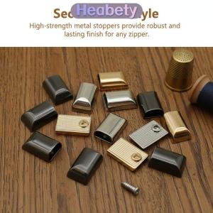 Heabety 10 cái kim loại dây kéo Stopper Set dây kéo đuôi Clip cắm với vít tự làm khâu thay thế cho túi may sử dụng nhà