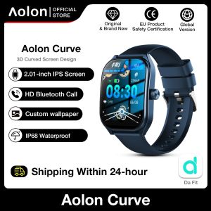 Aolon Curve Smart Watch IP68 Waterproof Swimming Sports Watch 2.01 inch HD Curved Screen Heart Rate Sleep  Monitoring SmartWatch HD Bluetooth Calling Music Player Smart Watch