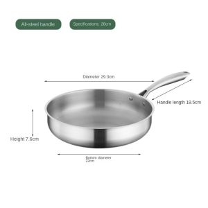 XENMART Stainless Steel Frying Pan Non-Stick Thickened Cooking Pan Portable Fast Heating Saute Pan for Gas Stove Induction Cooker