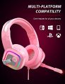 ZIUMIER Z66 Pink Gaming Headset for PS4, PS5, Xbox One, PC, Wired Over-Ear Headphone with Noise Isolation Microphone, LED RGB Light,Surround Sound. 