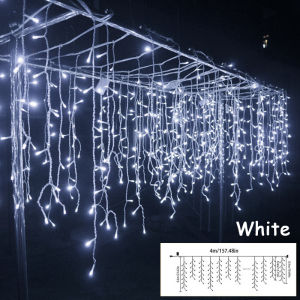 Christmas decoration 8 Modes LED Fairy Light Fall Curtain Light 4M Garden Party Outdoor Hanging Christmas Decoration Lamp Lampu Dekorasi