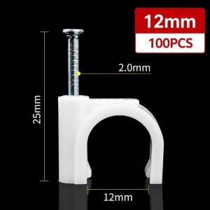 LIWU 100Pcs 4-20mm Kẹp cáp loại nhựa Đinh thép Kẹp cáp có đinh Bền bỉ Giá đỡ dây cáp Đinh ghim cáp cho cáp Ethernet