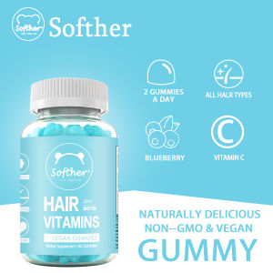 Softher Hair Vegan Vitamin Gummies for Normal Hair Growth Vitamin C Biotin Collagen Anti-Hair Loss Strong Nails Health Vitamin Gummy