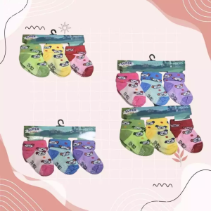 (12 PSG) Kaos Kaki Bayi Lipat Motif Usia 0-12 Month Kaos Kaki Lucu super socks