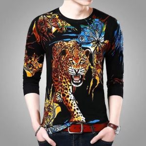 เสื้อเชิ้ตแขนยาวสำหรับผู้ชายเสื้อยืดพิมพ์ลายมังกรเสื้อโค้ทใส่ได้ทั้งชายและหญิงฤดูใบไม้ร่วง