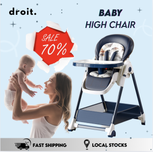 Height Adjustable Baby High Chair Toddler Feeding Highchair with Adjustable Tray Foldable Dining Chair
