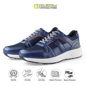Gvl Geovelli Marco Nevy Sepatu Sneakers Pria Lari Olahraga Cowok Kuliah Sport Running Sneaker Casual