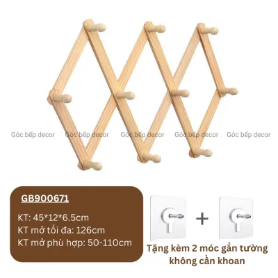 Móc Gỗ Treo Nón Mũ Quần Áo - Giá treo quần áo gắn tường bằng gỗ - Móc treo đồ gỗ GIBA