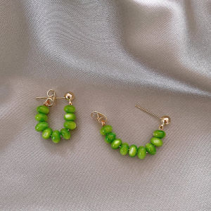 good 999 18K GOLD fashion Green bean Opal Temperament and personality Earrings ES6233