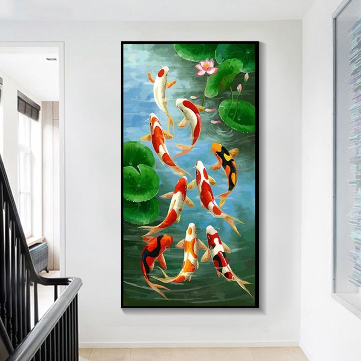 70x100CMX3PCS Modern Big Size Koi Fish Painting HD Print Living Room Wall  Art Picture Gift Home Decor (No Frame)