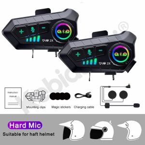 【Local Stock🔥2pcs】Bluetooth 5.3 Motorcycle Helmet Intercom Headset IPX6 Waterproof 2 Rider Wireless Earphone Handsfree For Full Half Helmet
