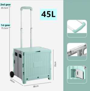 【READY STOCK】Compact Foldable Shopping Cart with 8-Wheel Climbing Function Durable Portable Trolley with Large Capacity Easy Assembly