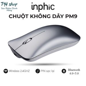 Chuột Không Dây Bluetooth INPHIC PM9 Có Thể Sạc Lại Bấm Im Lặng Silent Dùng Cho Máy Tính PC Laptop Mac - Hàng Chính Hãng
