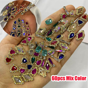 60pcs Luxury 3D Crystal Nail Art Rhinestones Mixed Designs Alloy Gem Charms for Acrylic Nails Shiny Jewelry Accessories for DIY h260819