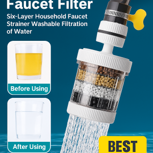 Household faucet water saver with sixlayer filter