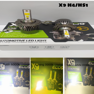 LAMPU LED UTAMA HEAD LAMP MOBIL H4 COB X9 BISA 3 WARNA WHITEYELLOW DAN WARMWHITE LUMINOS ECO9