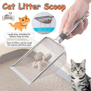 Cat Litter Shovel Pet Stainless Steel Handle Metal Fine Screen Shovel Cat Cleaning Supplies