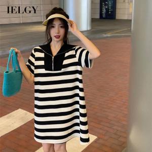 IELGY womens vintage navy collar striped dress