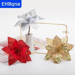 [COD] EHBqna SPORTS ต้นคริสต์มาสเทียมดอกไม้ประดิษฐ์ทำจากผ้าไหมเทียมประดับต้นคริสต์มาสมีประกายวิบวับสำหรับวันหยุดงานแต่งงาน