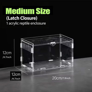 Acrylic Reptile Terrarium Transparent Breeding Box Latch Cage for Lizard Gecko Spider Tarantula Frog Insect Habitat