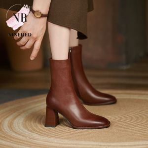 Giày Bốt Cao Gót Bằng Da Cao Cấp Mẫu Mới 2023