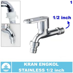 Kran Air Engkol Stainless 1/2 inch Tembok Keran Kamar Mandi Shower Wastafel Mesin Cuci Piring Taman