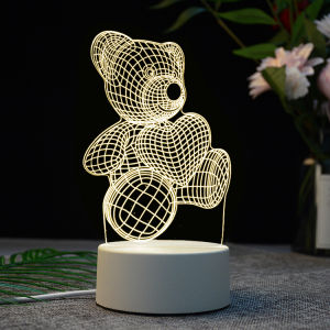 HCparty 2pcs Creative Gift Acrylic 3D LED Night Lamp Bear Gift Lampshade Souvenir