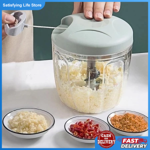 500/900ML Hand Chopper Manual Rope Food Processor with Pounding Garlic Cutting Pepper Puree Cooking Machine