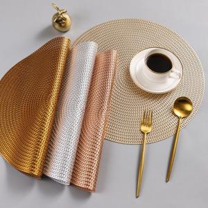 Loftyan Round Placemat Elegant Metallic Waterproof Oilproof Heat Insulation Pad Easy to Clean Kitchen Decor15inch