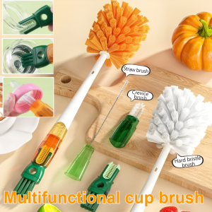 5-In-1 Long-Handled Cup Brush Bottle Mouth Cleaning Brush Multifunctional Bottle Gap Cleaner Brush Cup Lid Cleaning Tools