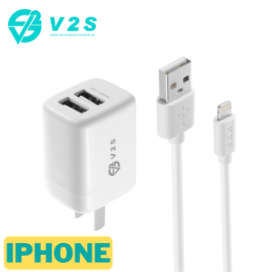 V2S VS-2201 Travel Adapter Suit Dual 2.4A Charger with Fast Charging Cable Charger