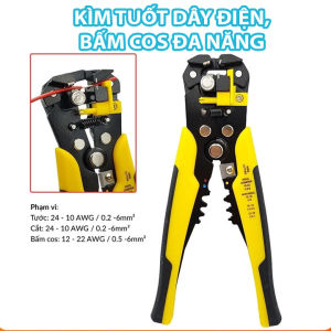 Kìm tuốt dây cắt dây điện bấm đầu cos đa năng 3 trong 1 dành cho thợ điện chuyên nghiệp
