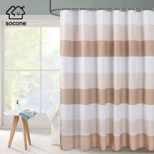 Socone Shower Curtain Waterproof Non-transparent Makapal Home Decor 70x70" Including Shower Rings