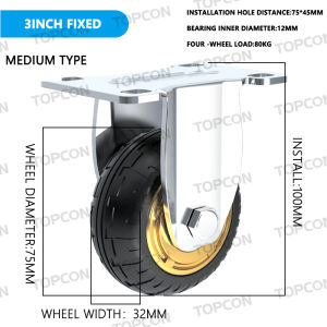 Heavy-Duty Rubber Mute Swivel Trolley Wheels with Brake for Easy Storage & Organization 3/5/8 Inches